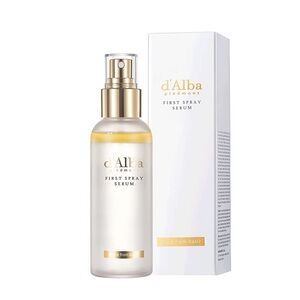 Alba First Spray Serum with Gold and White Accents